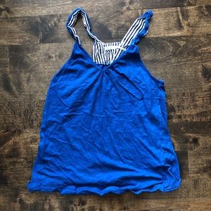Anthropologie Royal Blue Tank Top w/Crochet Lace